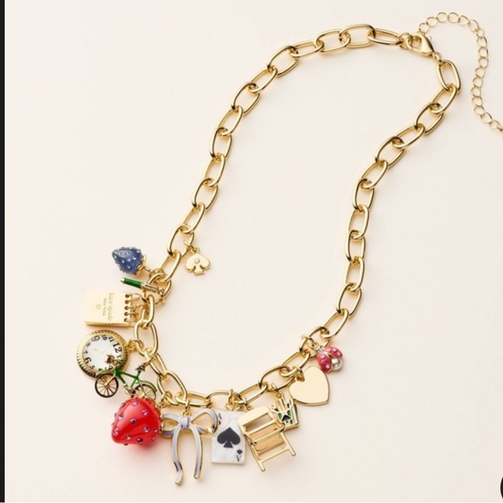 NWT Kate Spade New York x Target Gold Chunky Charm Statement Necklace